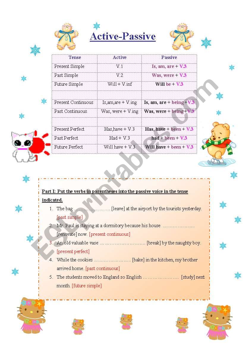 passive[key included] worksheet